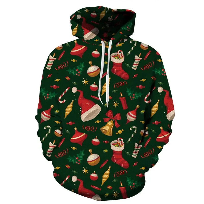 3D Printing Xmas - Cartoon Christmas Present Hoodie for Men