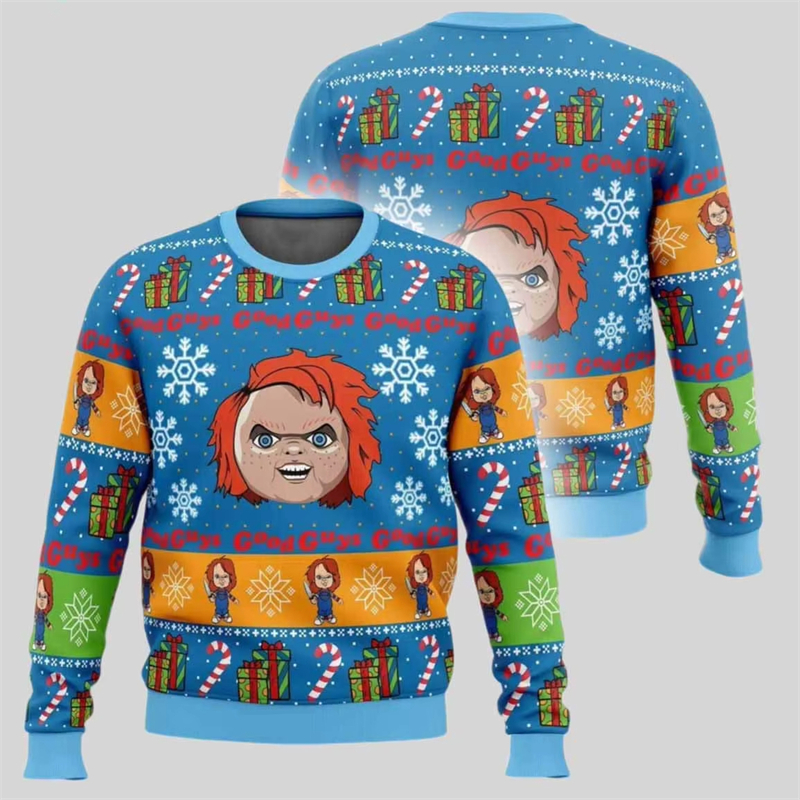 3D Printing Xmas - Fashion Chucky Graphic Ugly Christmas Sweater