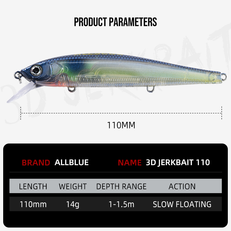 ALLBLUE 3D Jerkbait Wobbler Fi - 3D Printing Lure incelemesi ve fiyatı