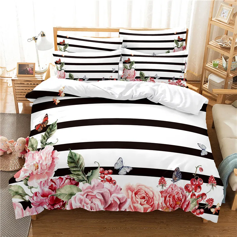 Flowers Bedding Set Duvet Cove - 3D Printing Drawing incelemesi ve fiyatı
