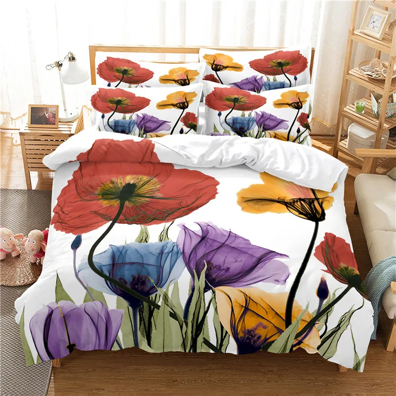 Flowers Bedding Set Duvet Cove - 3D Printing Drawing incelemesi ve fiyatı